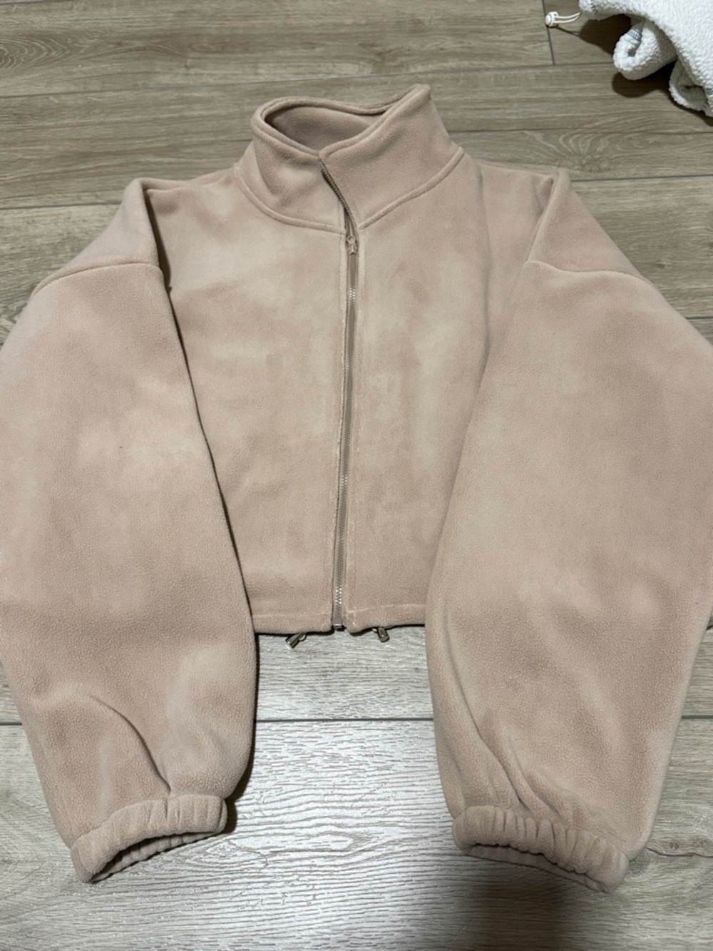 Cropped Teddy Jacket in Light Blush
